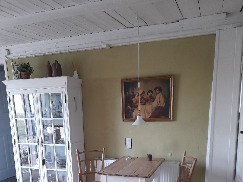 Vinteren er en stille tid hos os, den bliver brugt på små forbedringer hist og pist. En væg i  indgangspartiet trængte til en makeover, og fik en ny farve ved samme lejlighed. Det pynter!